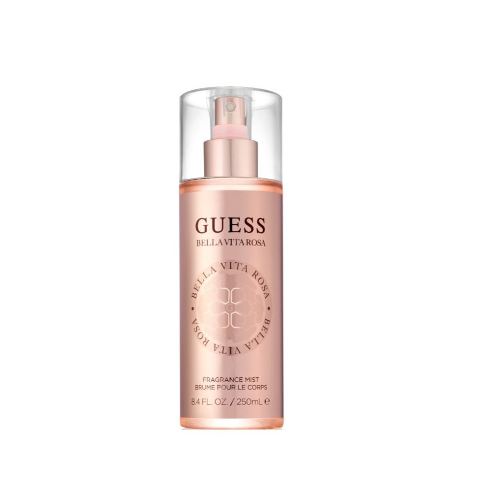 GUESS BELLA VIRA ROSA FRAGANCE MIST 250 ML GUESS caja x 1 La bruma Bella Vita Rosa es una deliciosa mezcla de notas florales y frutales, creando un equilibrio armonioso que es tanto revitalizante como encantador. Perfecta para cualquier ocasión, esta bruma a