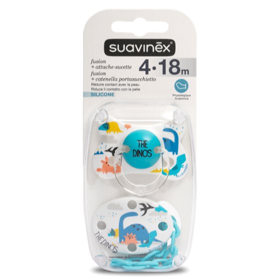 Suavinex Pack de chupo Dino +18 meses Azul Suavinex Caja x 2 