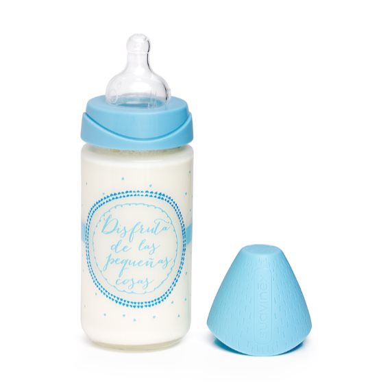 Suavinex Biberón de vidrio Meaningful 240 ml Azul Oscuro Suavinex Caja x 1  