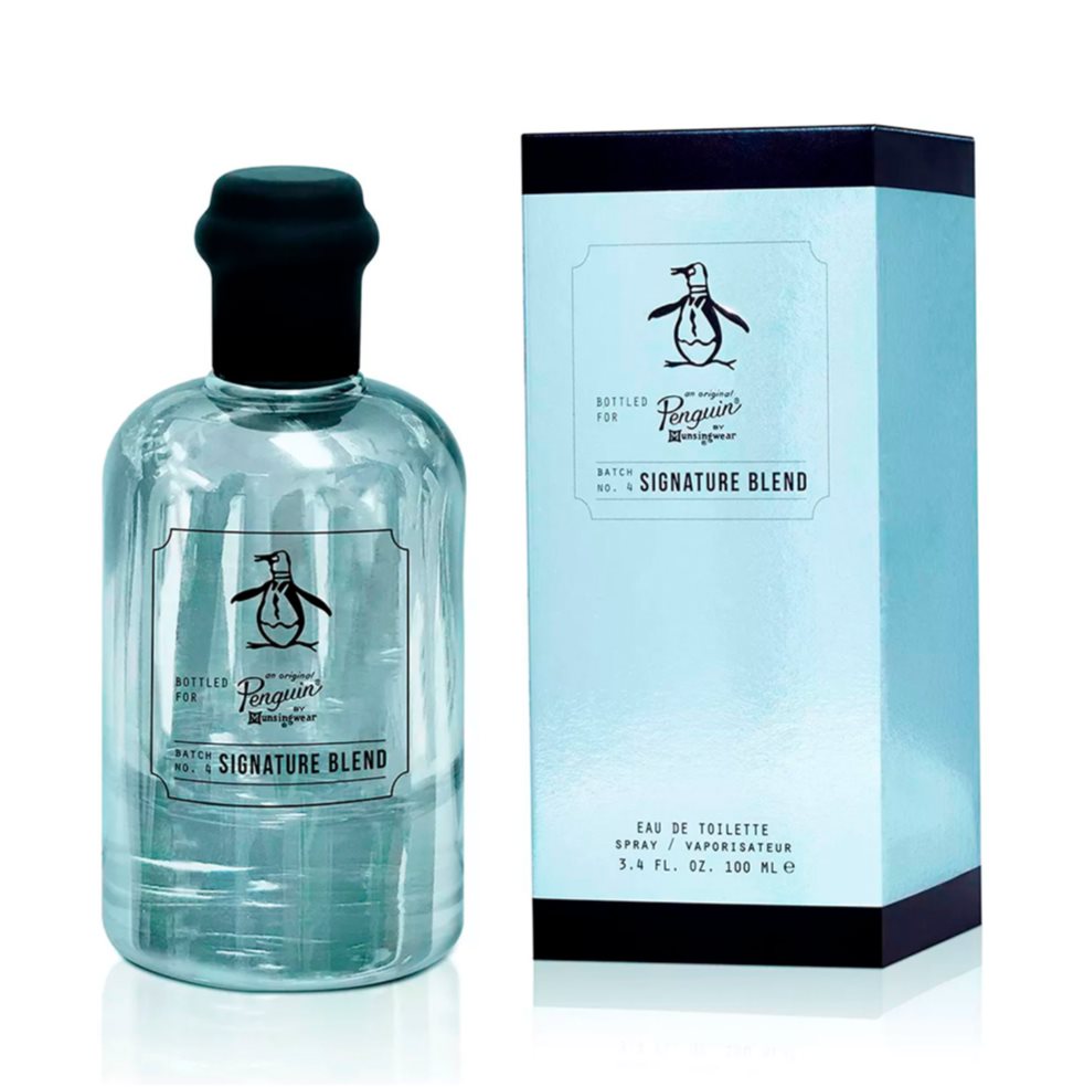 SIGNATURE BLEND BY ORIGINAL PENGUIN EAU DE TOILETT PENGUIN 100 ml x 1 Déjate envolver por la frescura inconfundible de Original Penguin Signature Blend. Desde su apertura burbujeante y efervescente hasta sus notas de tónico limpio y cóctel urbano de Martini con hojas tr