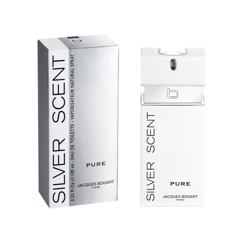 SILVER SCENT PURE FOR MEN EDT 100 ML JACQUES BOGART 100 ml x 1 Silver Scent Pure es la expresión de frescura picante mezclada con un poder sofisticado. Sus notas principales incluyen granny smith, pomelo, bergamota, cardamomo, azahar, lavanda, madera de teca, mad
