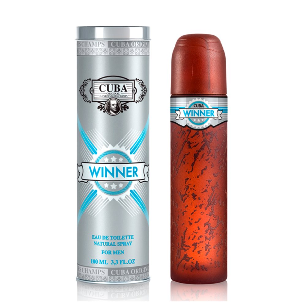 CUBA WINNER FOR MEN EAU DE TOILETTE 100 ML CUBA 100 ml x 1 Familia olfativa: Aromática Acuática​

Notas: ​

Notas de salida: Notas acuosas, lavanda y bergamota.​

Notas de corazón: Hoja de laurel y jazmín.​

Notas de fondo: Ámbar, sándalo y pachulí.​