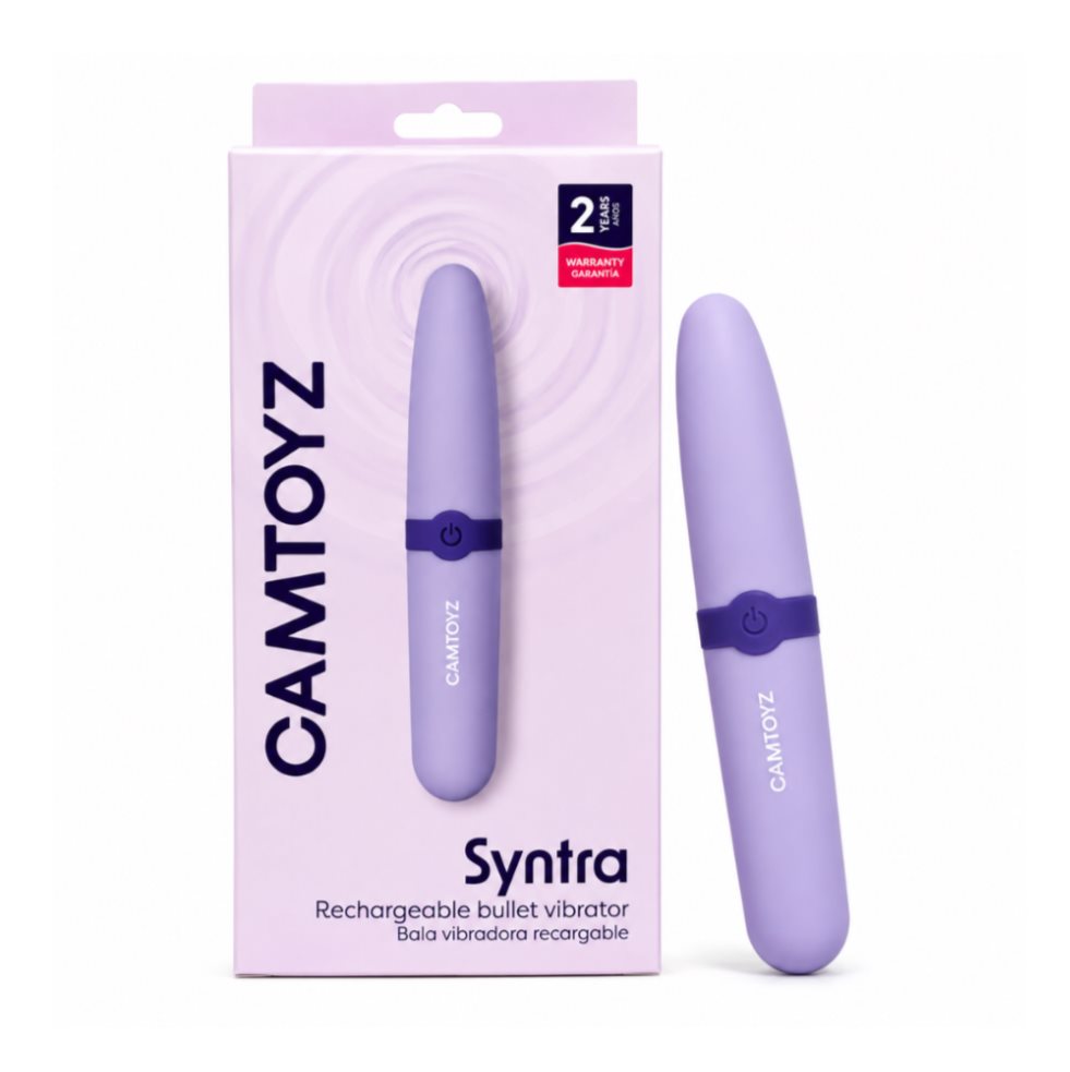 Bala vibradora CamToyz Syntra CamToyz Caja x 1 unidad Bala vibradora CamToyz Syntra recargable, con 7 modos de vibración, 3 velocidades, diseño ergonómico, ABS + silicona e IPX5.
