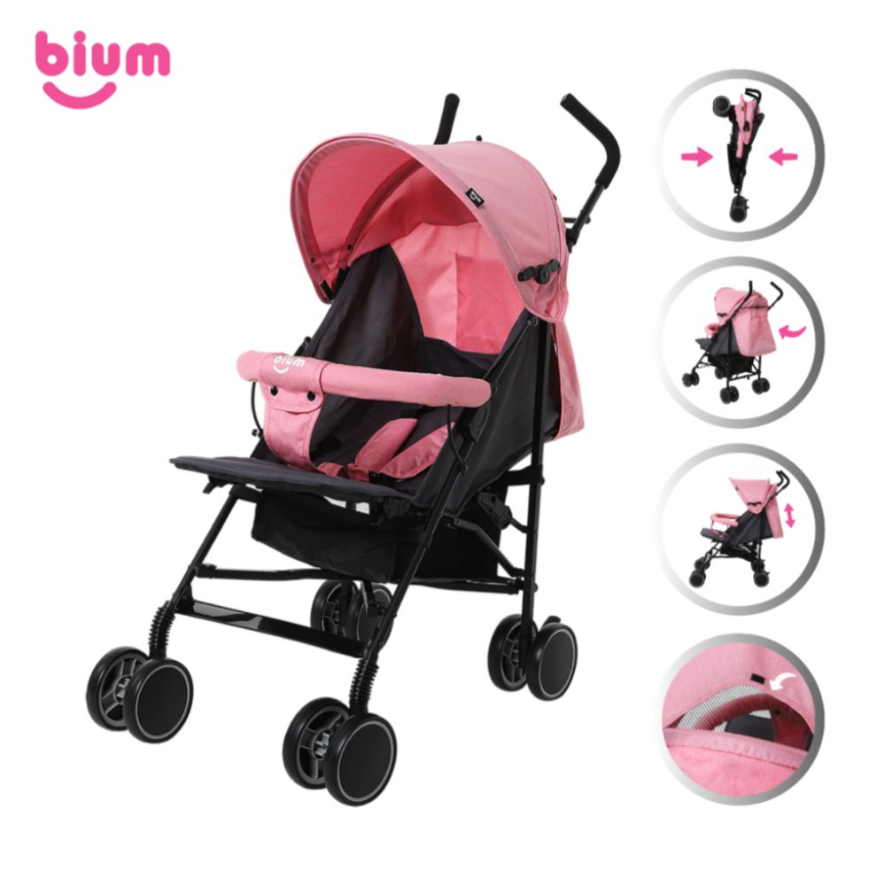 Coche Para Bebe 4 Ruedas Dobles Rosado Bium Jolly Pink Bium Unidad x 1 Coche Para Bebe 4 Ruedas Dobles Rosado Bium Jolly Pink Bium Unidad x 1