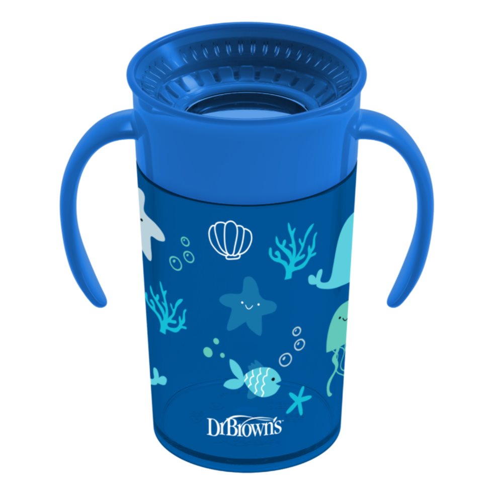 Vaso Antiderrame 360° Cheers Tapa y Asas 10 Oz Azul Oceano Dr Browns Vaso x 1 