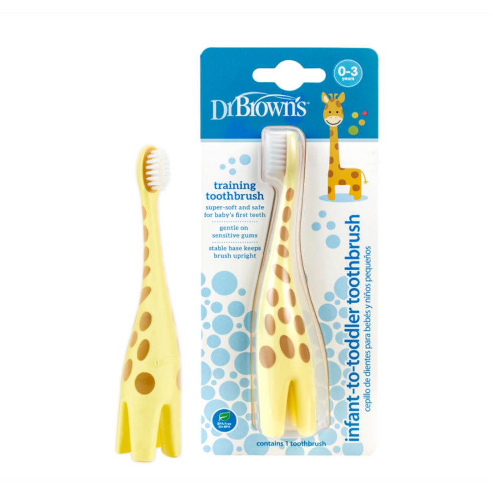 Cepillo de Dientes Amarillo Jirafa para Bebe Dr Brown Dr Browns Animalitos x 1 