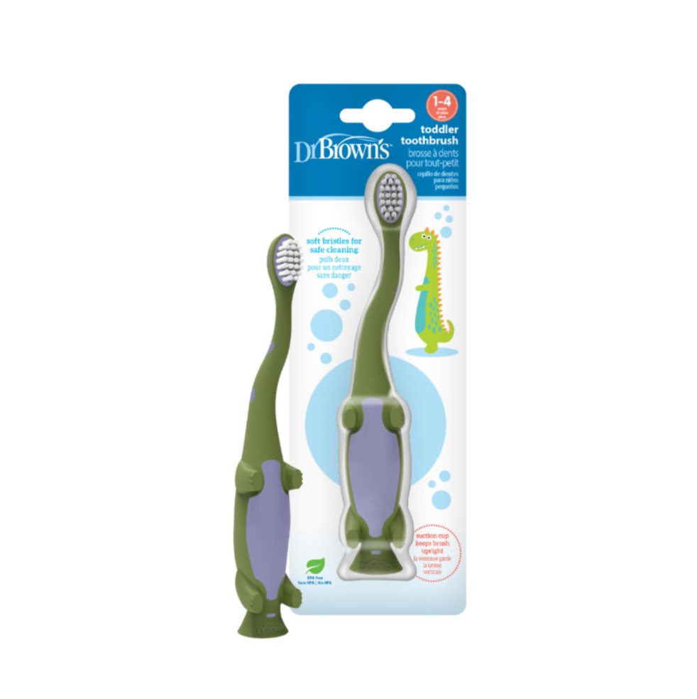 Cepillo de DientesDR BROWNS Dinosaurio Dr Browns Animalitos x 1 Mantener una buena higiene bucal nunca ha sido tan lindo y divertido como con el cepillo de dientes infantil en forma de Dinosaurio de Dr. Brown's. El cepillo de dientes tiene el tamaño adecuado para 