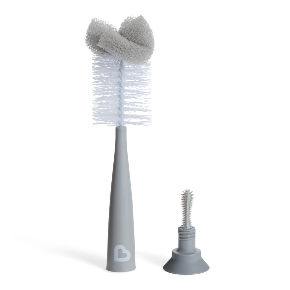 Cepillo Para Lavar Teteros Gris 2 En 1 Munchkin Sponge Munchkin Cilindro x 1 Lavar y desinfectar los biberones de tu bebé es una tarea diaria esencial para la seguridad y la salud, pero no tiene por qué ser aburrida. 
El cepillo para biberones Sponge de Munchkin hace que la li