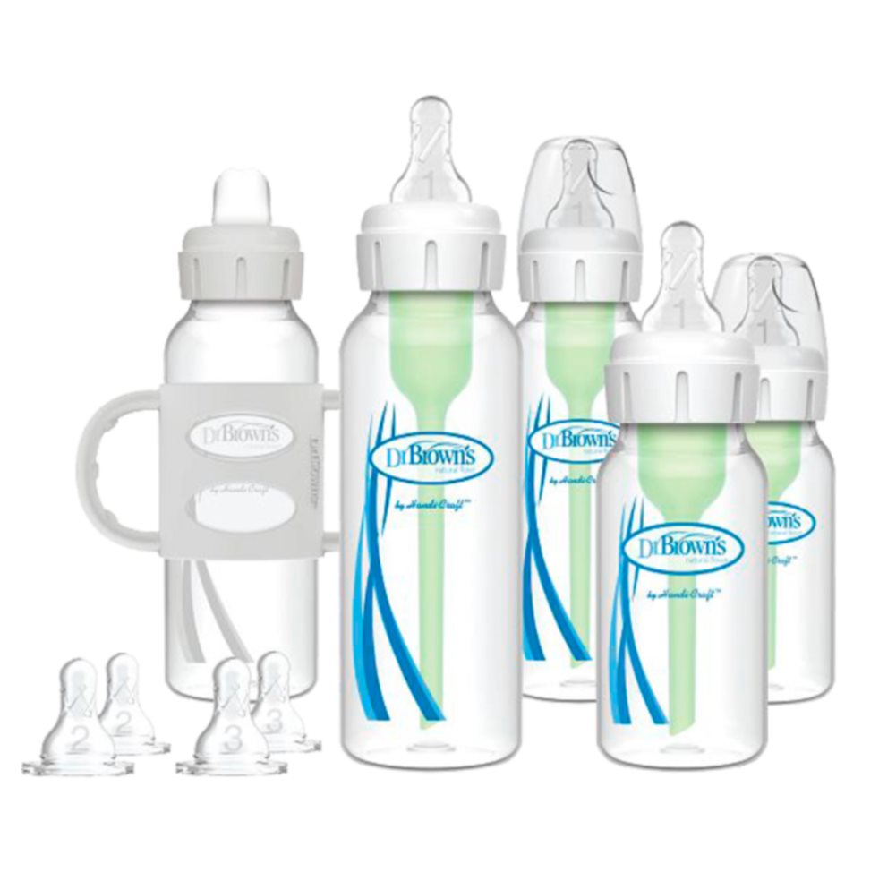 Set de regalo Recien Nacido 5 Teteros y Chupos Nivel 1, 2 y 3. Dr Browns Botella x 1  