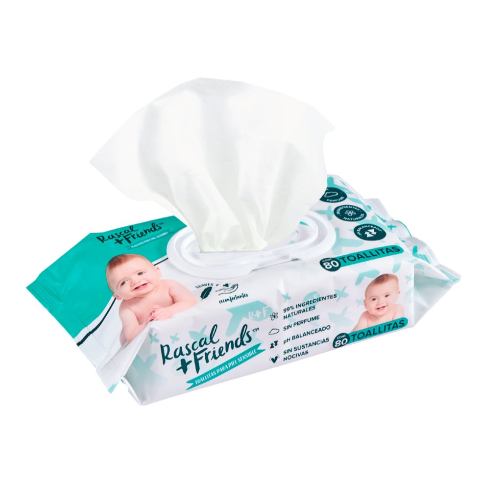 Pañitos Humedos Rascal + Friends Sensitive 80 Unds Rascals Baby Bolsa x 80 