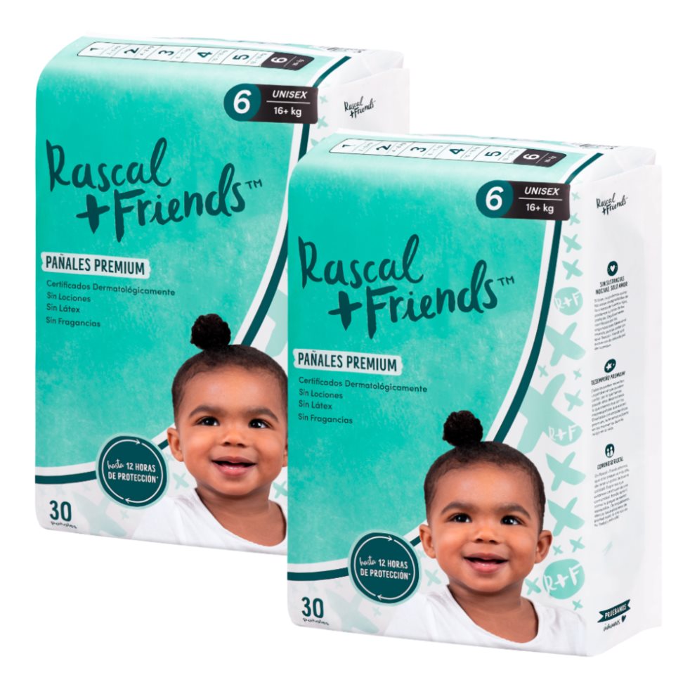 Pañales Rascals Baby Talla 5 13-18 Kg x 2 Paquetes Rascals Baby Paquete x 32 