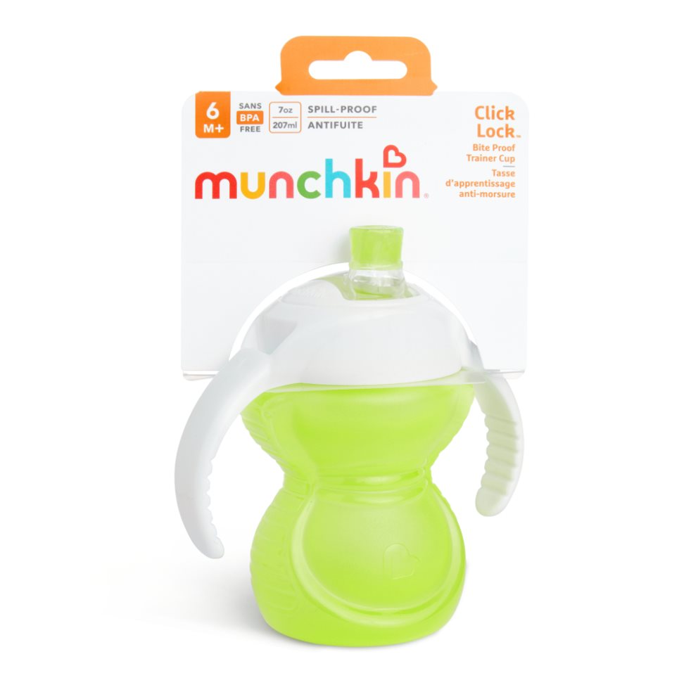 Vaso Bebe Antiderrame 7 Oz Click Lock Bite Verde MUNCHKIN Munchkin Unidad x 1 Finalmente, una taza a prueba de mordidas que es suave con las encías sensibles de los niños, porque si bien un pico debe ser resistente, no tiene por qué ser duro. 
Las nuevas copas de entrenamiento 