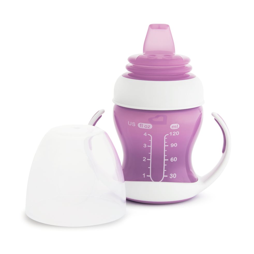 Vaso Tetero Bebe Flexi 4 Oz Morado Transición Tetero a Vaso Munchkin Unidad x 1 Pasar a un vasito infantil es un primer paso emocionante hacia la independencia, pero puede ser confuso para los bebés alimentados con biberón. 
El Vaso de transición Gentle de Munchkin a prueba de de