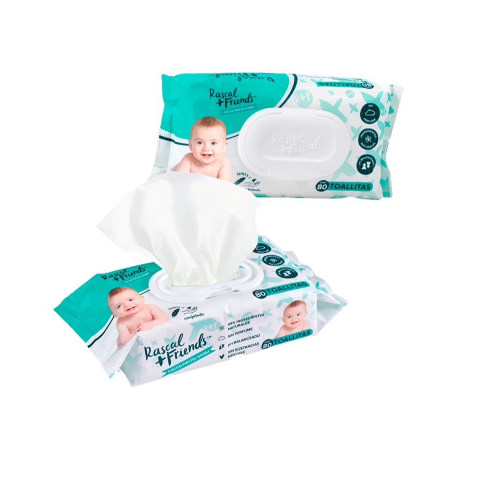 Set Pañitos Humedos Rascals Baby 160 Unds 2 Pq X 80 Rascals Baby Set x 2 Paquetes x 80 Gruesas + fuertes pero súper suaves con la piel del bebé, nuestras toallitas húmedas para piel sensible están certificadas dermatológicamente, tienen un pH balanceado y están libres de sustancias noci