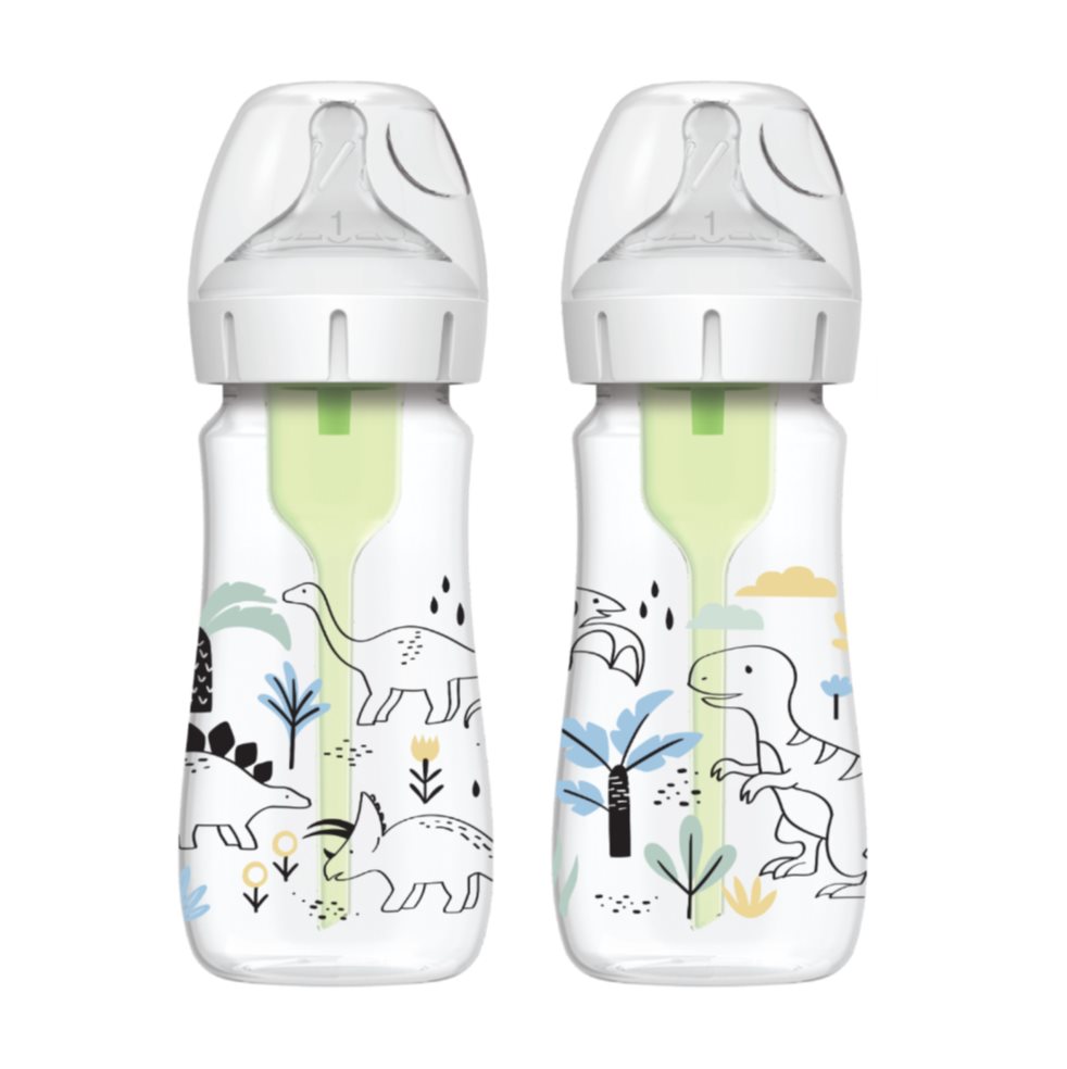 Teteros Boca Ancha de 9 Onzas Decorado Dinosaurios N-1_0-3m Dr Browns Botella x 1 Tus opciones nunca han sido mejores que con el biberón de cuello ancho Anti-Colic Options+ de Dr. Brown's Natural Flow, ahora en una presentación estampada con divertidos dibujos infantiles pero conse