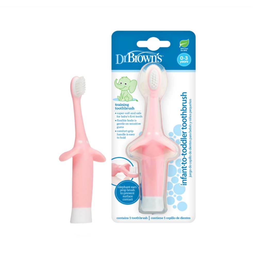 Cepillo de Dientes Bebe 0-3 Años Dr Brown Elefante Rosado Dr Browns Animalitos x 1 