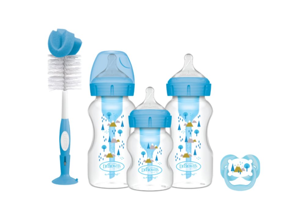 Teteros Cepillo Y Chupo Dr Brown's Set De Regalo Recien Nacido Azul Dr Brown's Pack x 5 