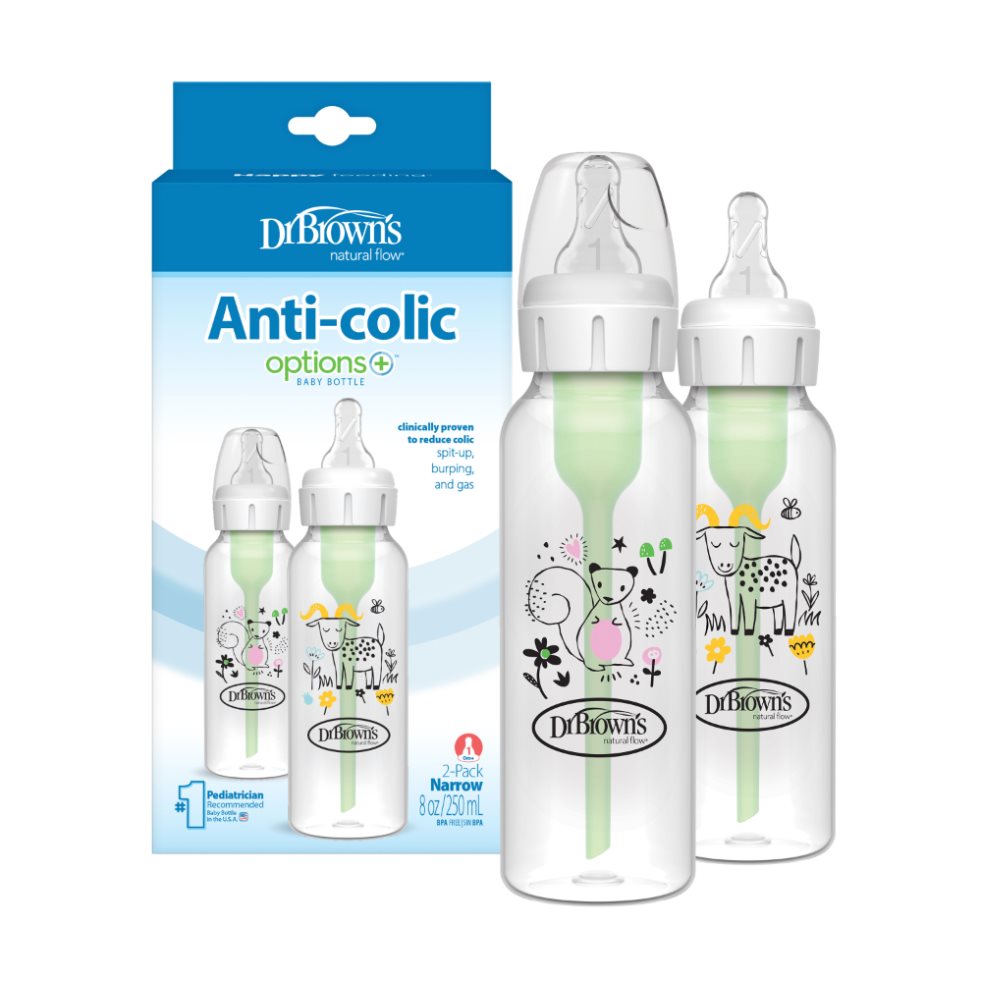 Set x2 Teteros Dr Browns Estandar 8oz Cabra Ardilla Dr Browns Botella x 1 Set de 2 teteros Dr. Brown’s Options+ de 8 oz decorados con cabra y ardilla. Sistema anticólicos que reduce gases y regurgitaciones. Flujo natural, aptos para lavavajillas y libres de BPA.