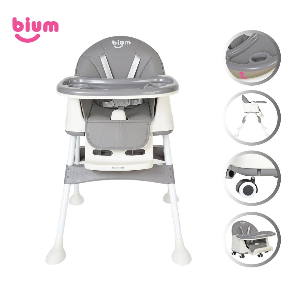 Silla Comedor Infantil 4 en 1 Aria Blanco Gris Bium - Comedor Bebe Bium Silla Comedor x 1 