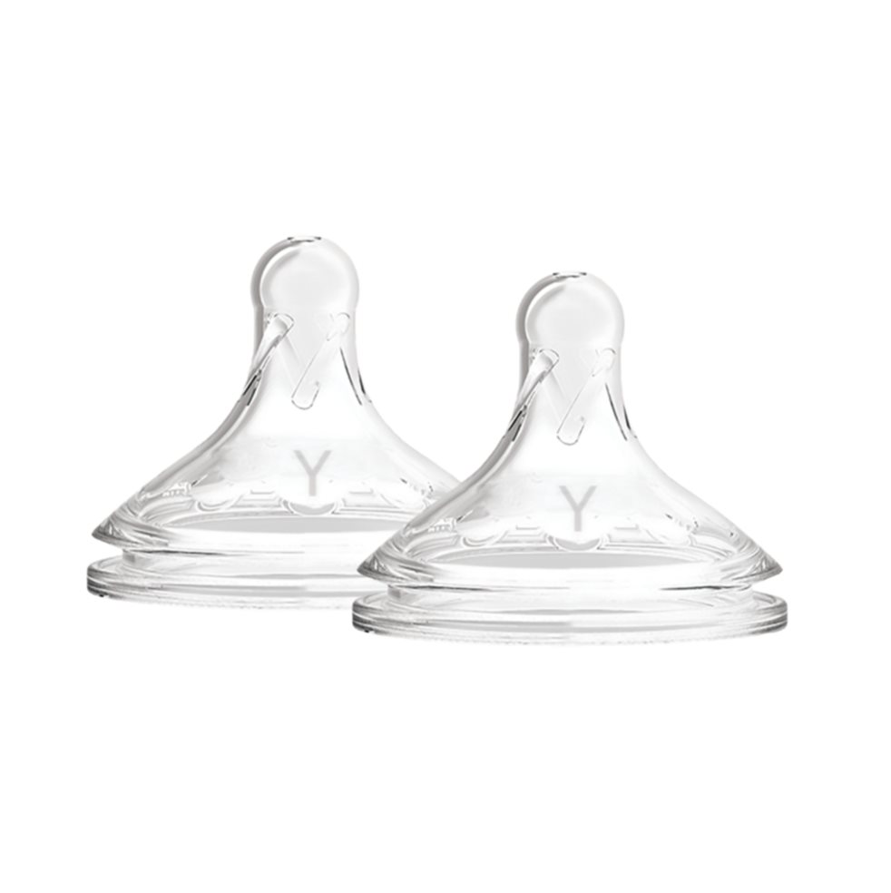 Chupo Bebe Boca Ancha Corte en Y Dr Browns Flujo Rápido 9+ m Dr Browns Tetina x 1 Dos chupos para tetero boca ancha Options+, ideal para la alimentación de bebés mayores a 9 meses por su corte en Y que permite la salida de liquidos más espesos como coladas, su flujo es mayor por lo