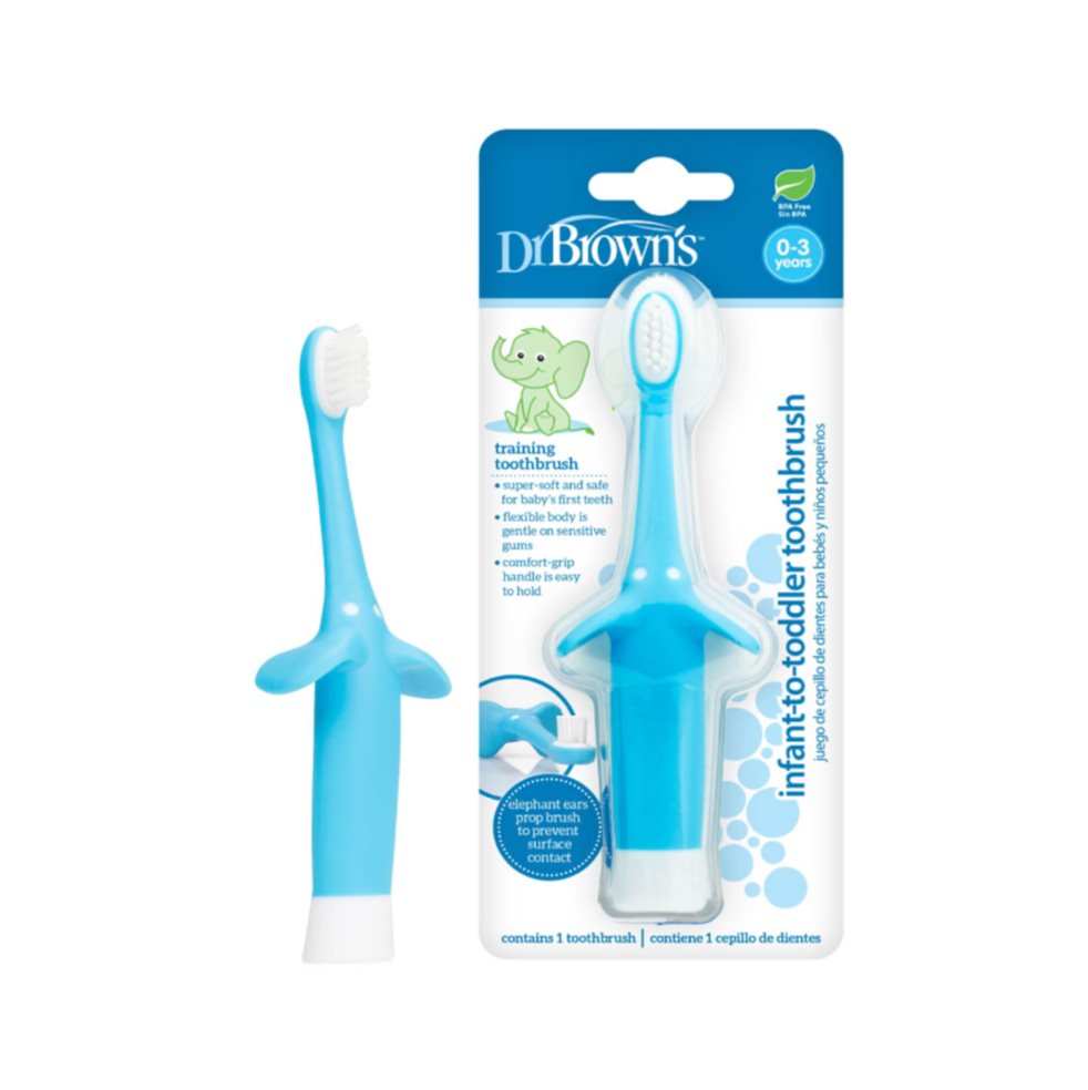 Cepillo de Dientes Bebe Dr Brown Elefante Azul 0-3 Años Dr Browns Animalitos x 1 
