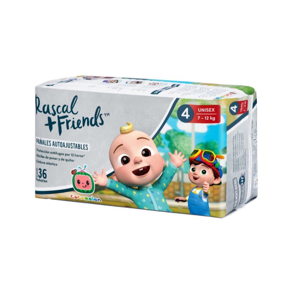 Pañales Rascals Baby Cocomelon Pants T4 Bebé 7-12 Kg 36 Unds Rascals Baby Paquete x 36 