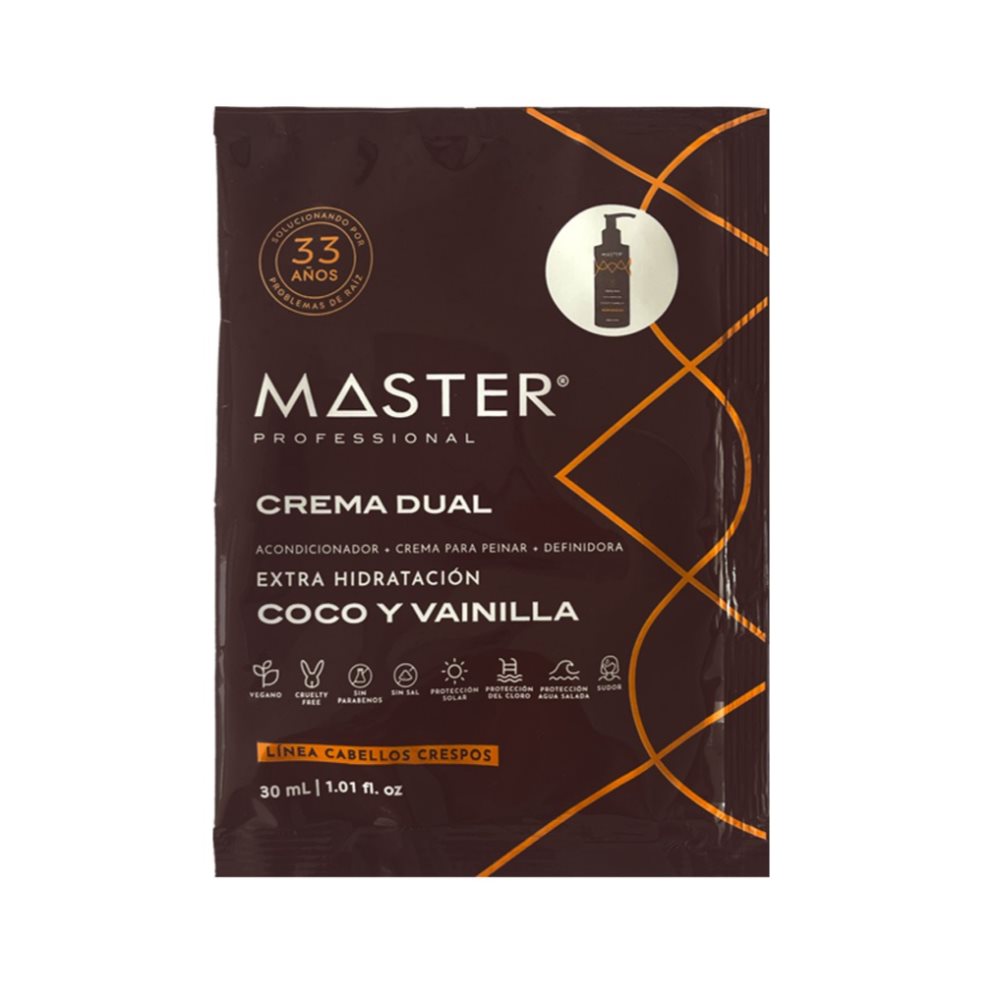 Crema Para Peinar Dual Coco Vainilla Afro - Rizos Sobres 24 Uds x 30 ml MASTER PROFESSIONAL Sobres 24 Uds x Sobres 24 Uds undefined