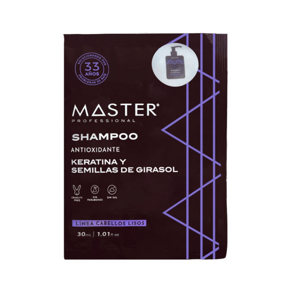 Shampoo Keratina Y Semillas De Girasol Lisos Sobres 24 Uds x 30 ml MASTER PROFESSIONAL Sobres x 24 Uds undefined