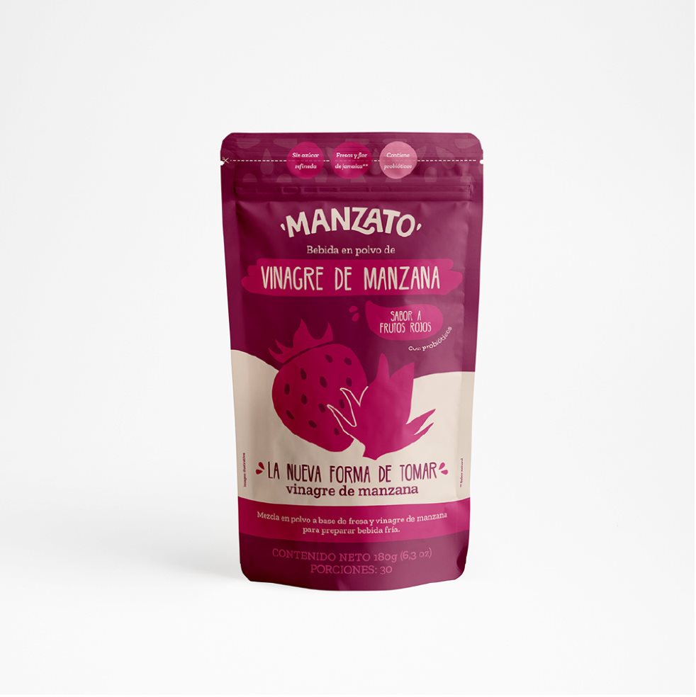 Bebida en polvo de vinagre de manzana sabor a frutos rojos 180gr MANZATO 180g x 1 Bebida en polvo de vinagre de manzana sabor a frutos rojos 180gr MANZATO 180g x 1