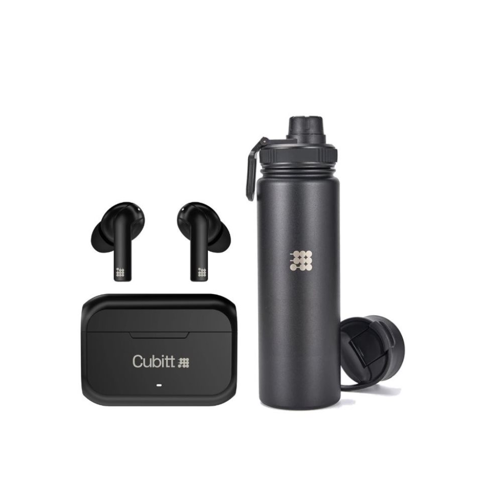 Pack Active Lifestyle Cubitt: Wireless Earbuds Gen 2 y Hydro Bottle Cubitt Caja x Una unidad de referencia en el paquete 