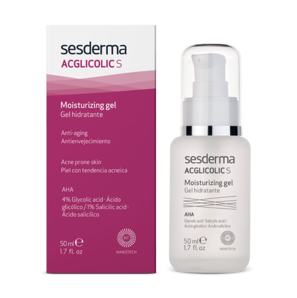 Gel Hidratante Sesderma Acglicolic S 50Ml Sesderma Frasco vidrio con valvula x 1 Gel facial de máxima actividad anti edad, hidratante y renovadora. Formulado con ácido glicólico y ácido salicílico.

Regula el exceso de sebo, evita el taponamiento del poro, disminuye las arrugas, r