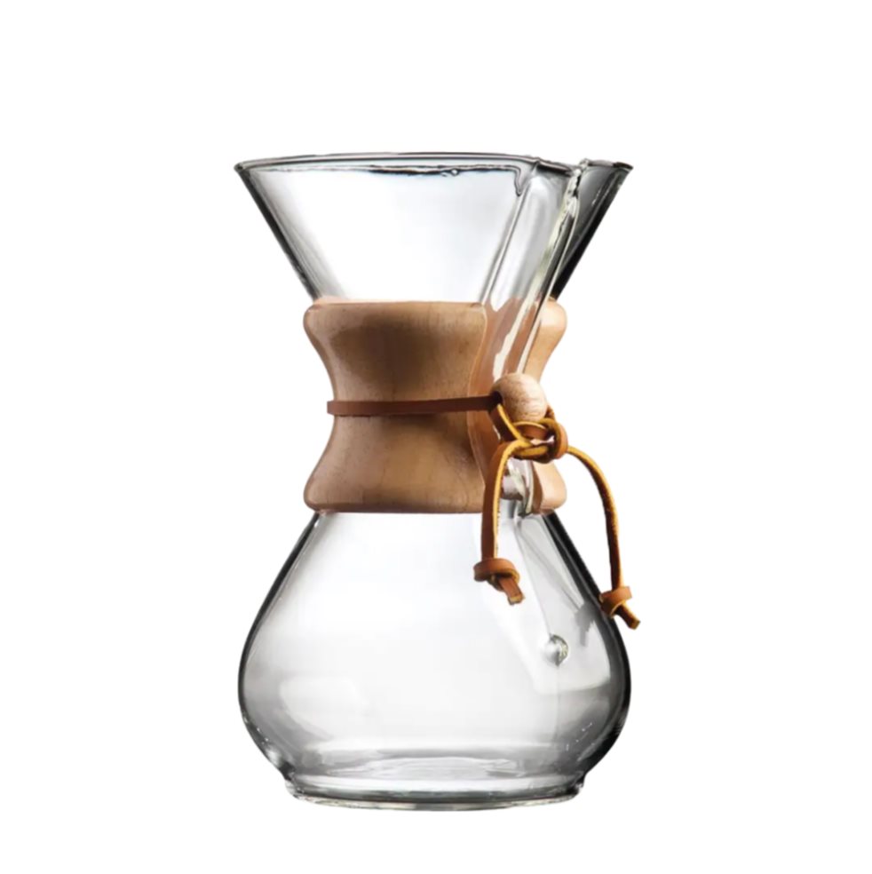 Cafetera Chemex Jarra 6 Tazas Chemex  Caja  x 1 Con capacidad para 6 tazas de café, mantiene la bebida caliente por más tiempo y ofrece una extracción limpia