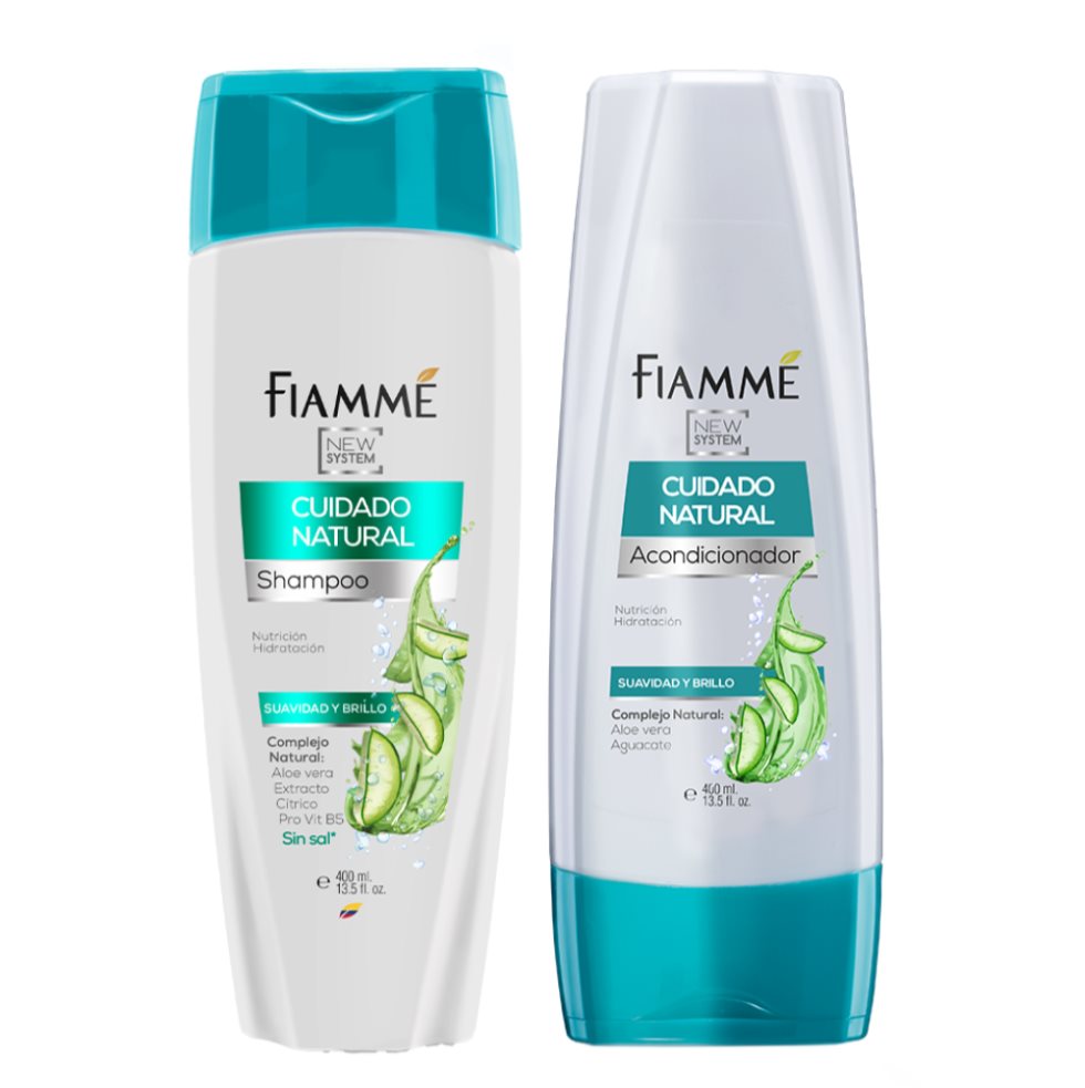 Kit capilar Fiamme cuidado natural shampoo + acondicionador suavidad y brillo 400 ml Fiamme frascos x 2 Kit capilar Fiamme cuidado natural shampoo + acondicionador suavidad y brillo 400 ml Fiamme frascos x 2