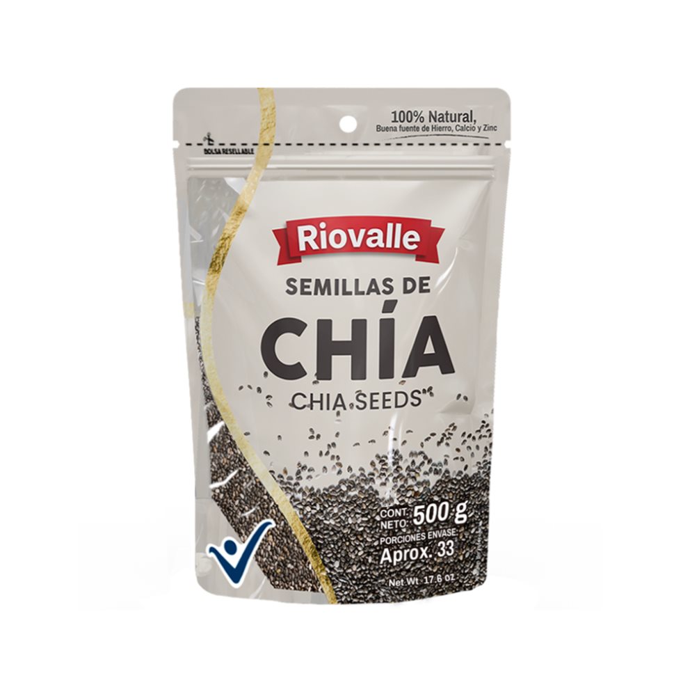 Semillas Riovalle Semillas de Chía Natural X 500 Gr Riovalle Bolsa x 1