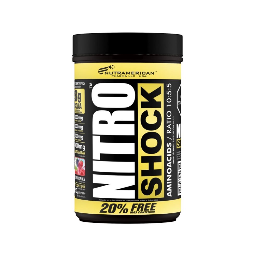 Nitro Shock Frutos Rojos 440 g Aminoacidos NUTRAMERICANPHARMA Tarro x 1.16 Lb (526g) 