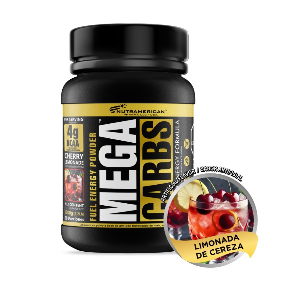 Mega Carbs Limón Cereza 1.6 LB Hidratante y recuperador NUTRAMERICANPHARMA Tarro x 2.2 lb (1.000g) 