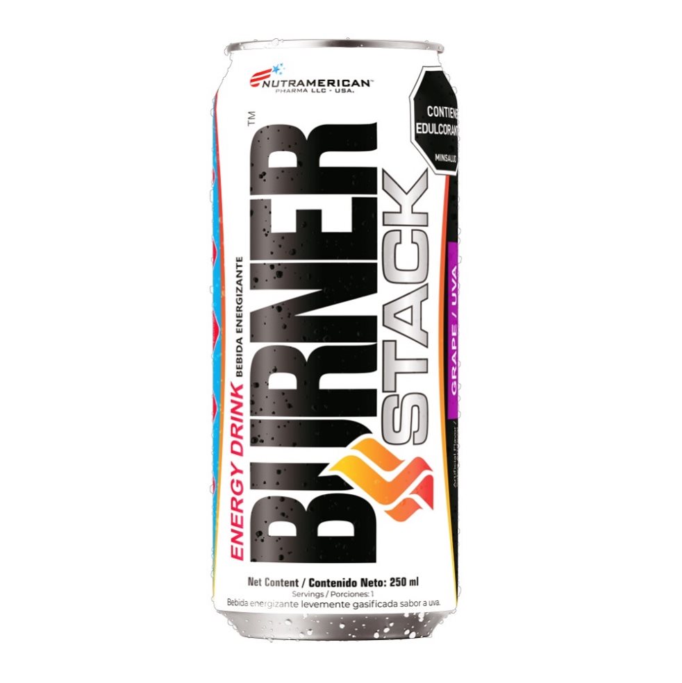 Burner Stack Lata X 12 und Movilizador de Grasa + Pre entreno + Bebida Energizante NUTRAMERICANPHARMA Lata x Paca X 12 latas C/U 310 ml 3.7 L (3.720 ml) 