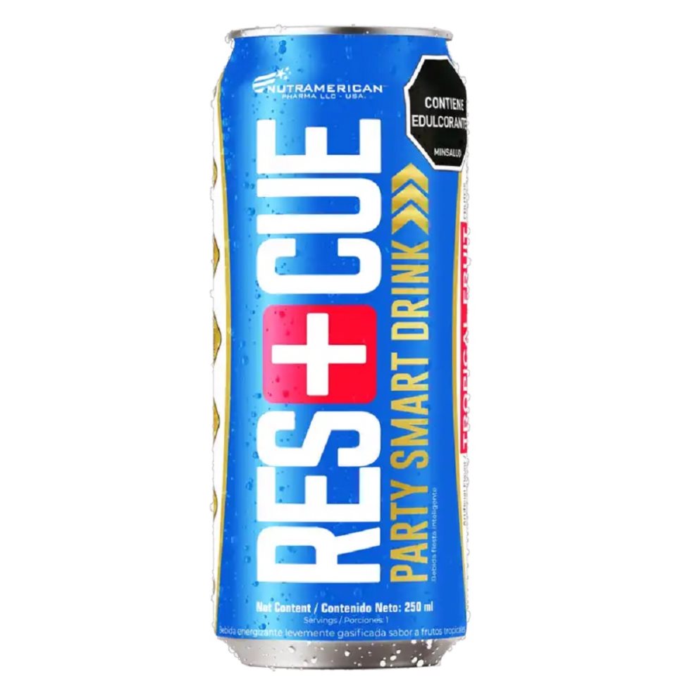 Res+Cue Lata X 12 Und Party Smart Drink Bebida Energizante NUTRAMERICANPHARMA Lata x Paca X 12 latas C/U 250 ml 3 L (3.000 ml) 