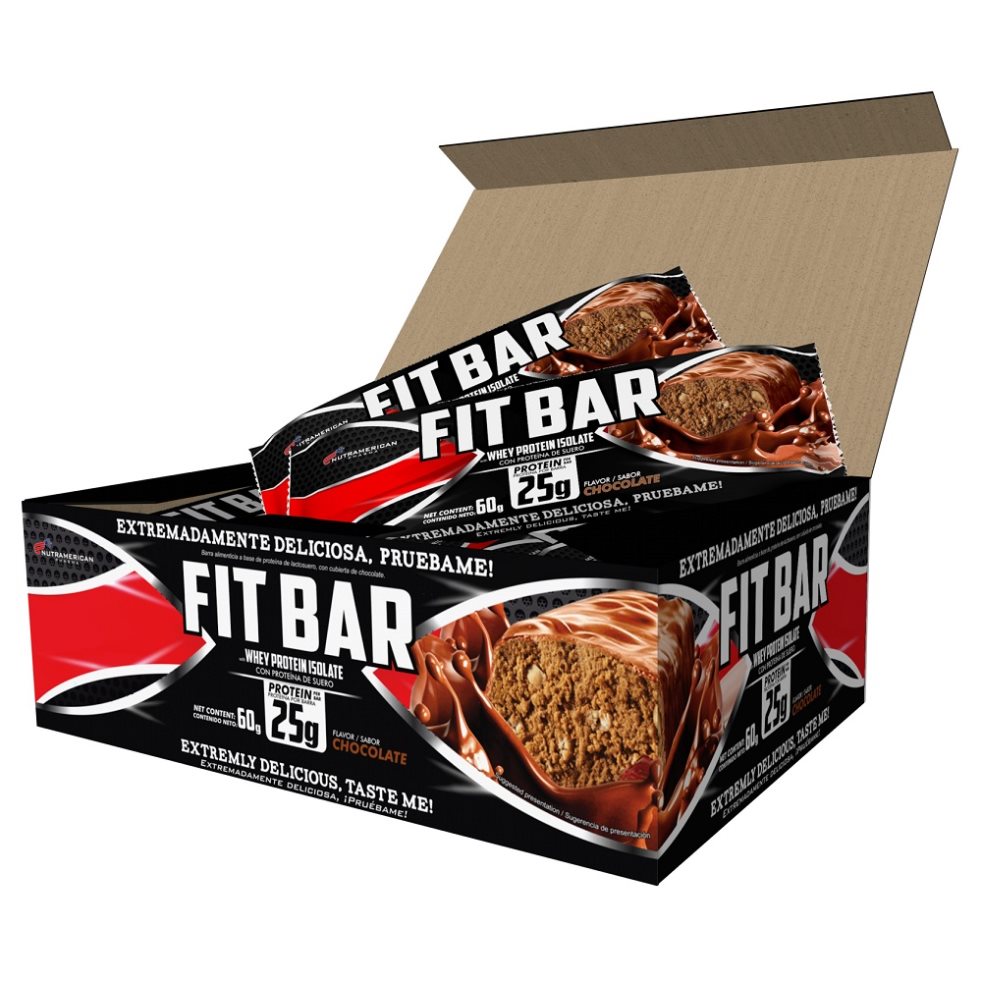 Fit Bar Chocolate 720 g  Barra de proteina + Snack NUTRAMERICANPHARMA Caja x Caja X 12 Barras C/U 60 g 1.58 Lb (720g) 
