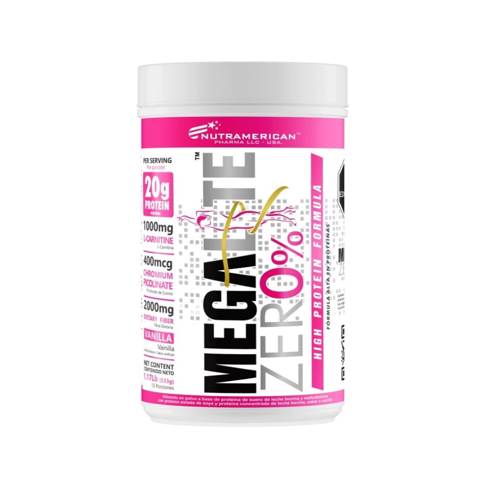 Megalite Zero % 1.17 LB Proteina + L-Carnitina NUTRAMERICANPHARMA Tarro x 1.17 Lb (533g) 