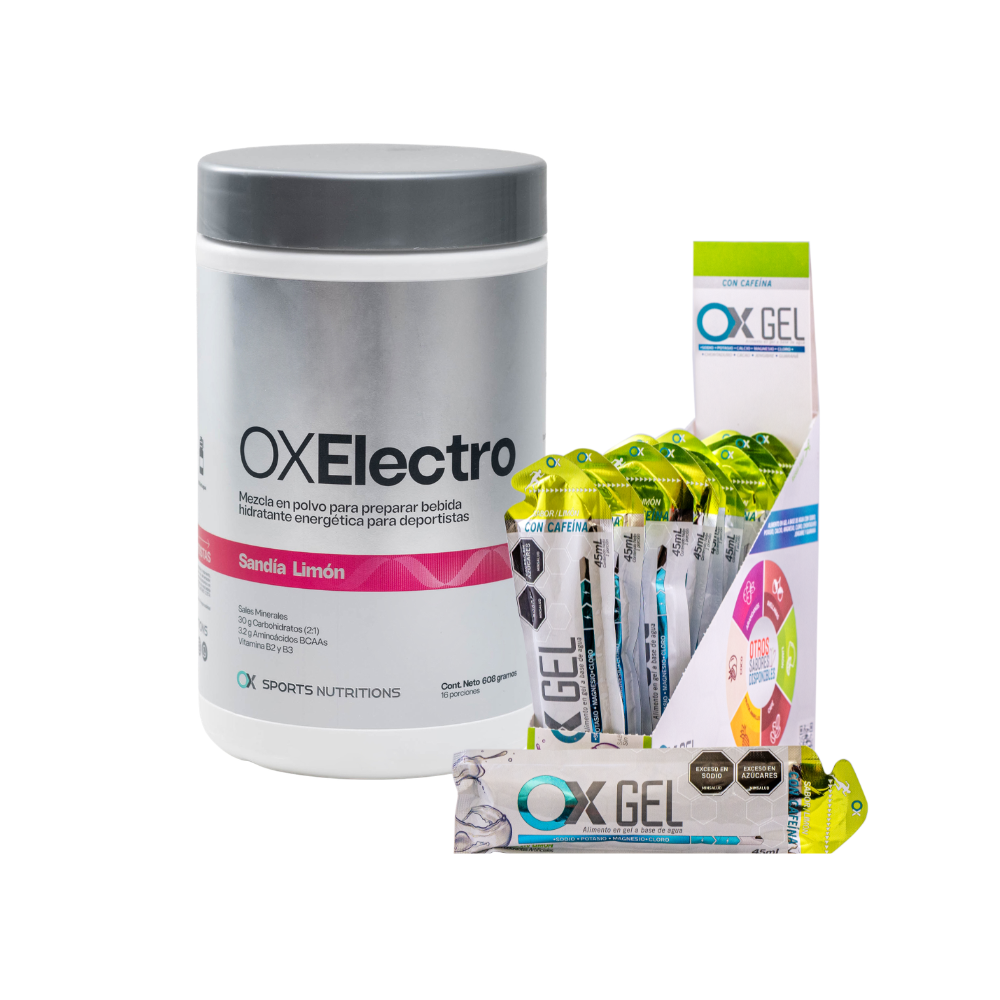 Combo Energía Hidratante Ox Electro Sandia Limón + Ox Gel Limón con Cafeina Ox Sports Nutrition Envase plástico x 1 Combo Energía Hidratante Ox Electro Sandia Limón + Ox Gel Limón con Cafeina Ox Sports Nutrition Envase plástico x 1