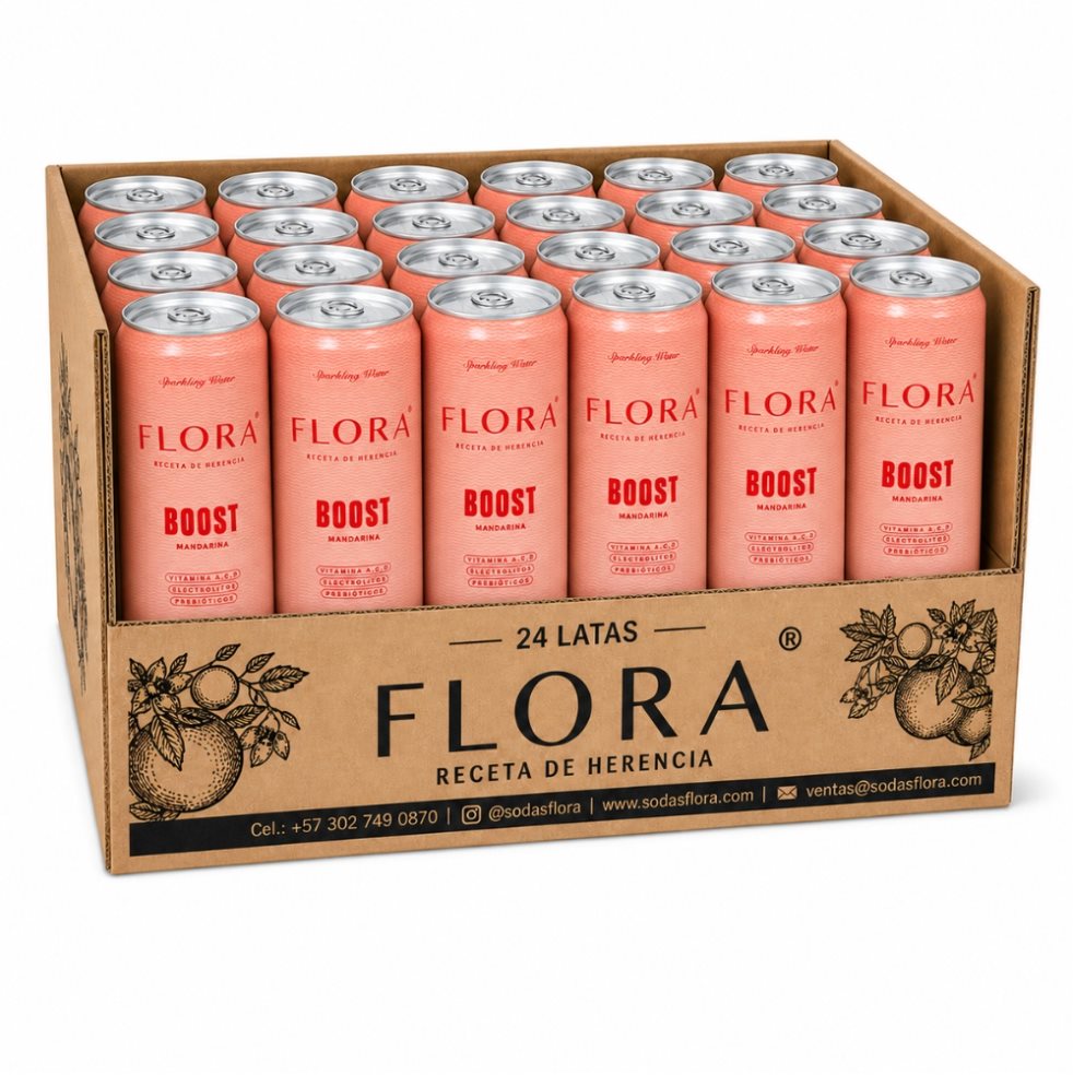 BOOST Mandarina 310ml x 24 und Sodas Flora Lata 310 ml x 24
