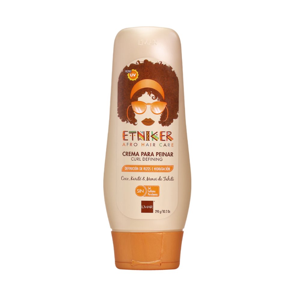 CREMA DE PEINAR ETNIKER 290GR ETNIKER  x 1 L´MAR pensando en la diversidad de estos y sus características, ha desarrollado una línea única y eféctiva; para darle vida y despertar el atractivo de la mujer afro. La crema para peinar curl definin