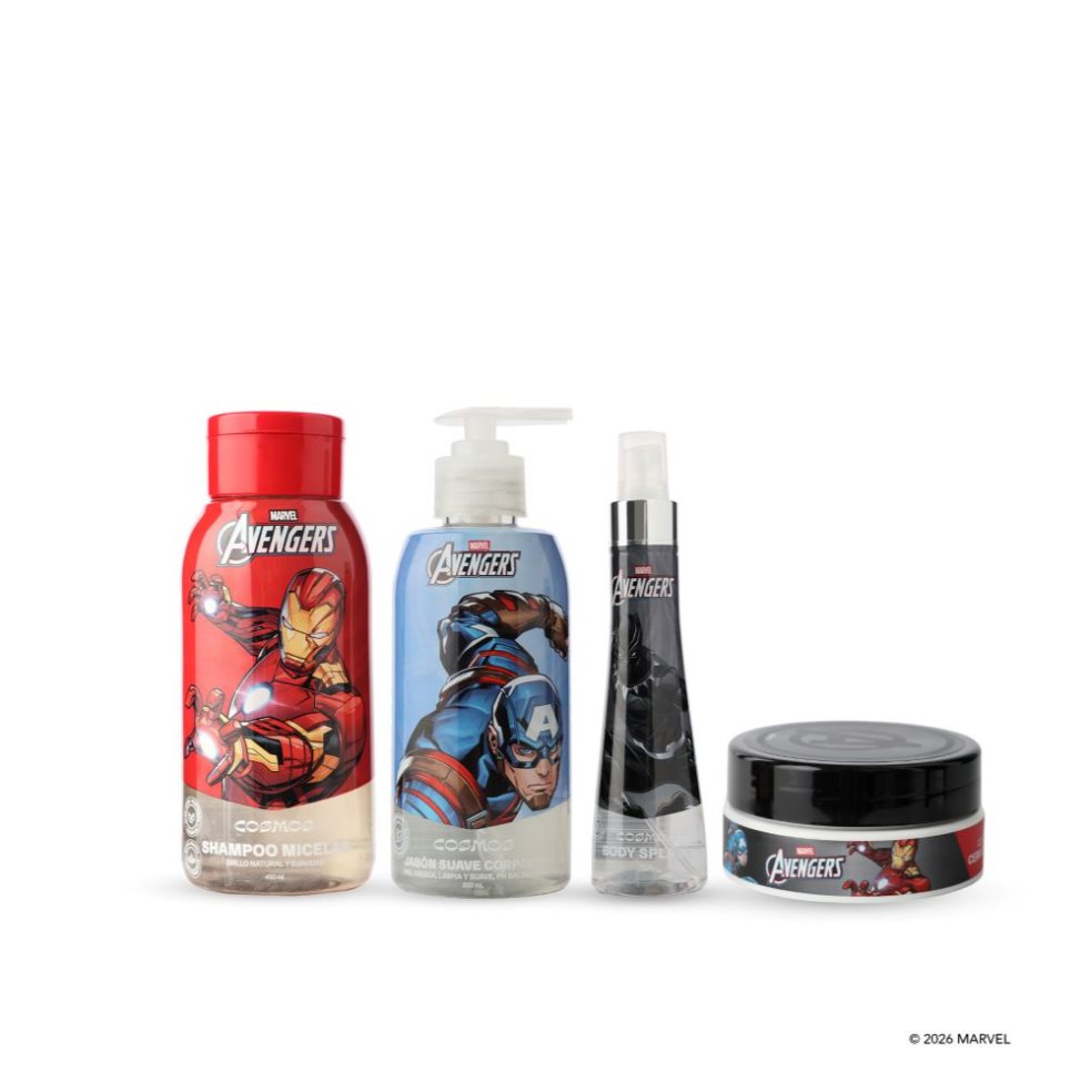 Kit Capilar Avengers Disney Fragancia Mision Secreta CMS Cosmos Edición exclusiva Avengers x 4 Kit Capilar Avengers Disney Fragancia Mision Secreta CMS Cosmos Edición exclusiva Avengers x 4