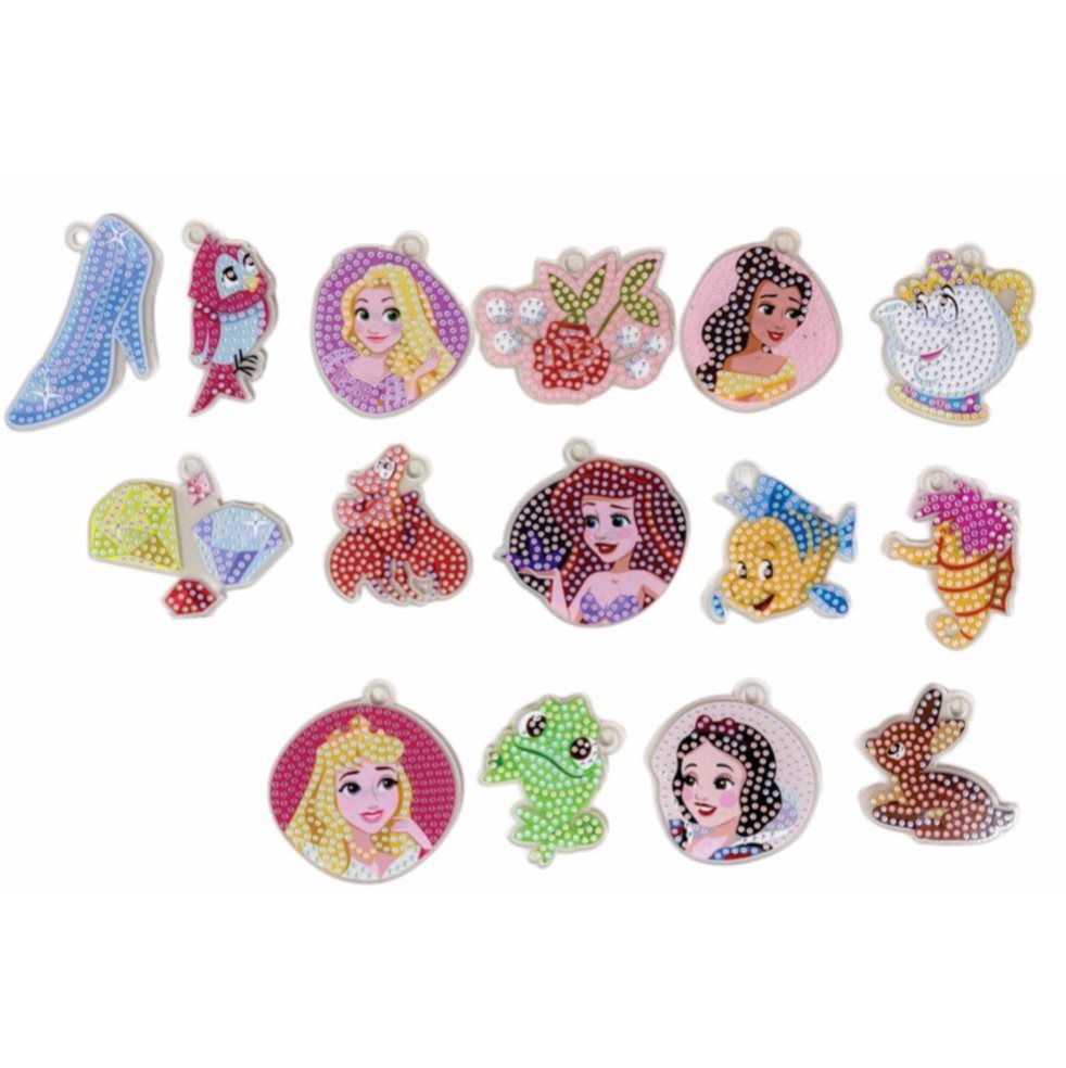 Kit Pintura con diamantes Llaveros x 15 Princesas Bodega Ilusión Disney Caja de Carton x 1 undefined