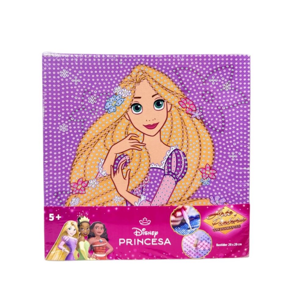 Kit Pintura con diamantes Bastidor 20x20 Rapunzel Bodegas Ilusion Disney Bastidor empacado en Celofan al Calor x 1 undefined