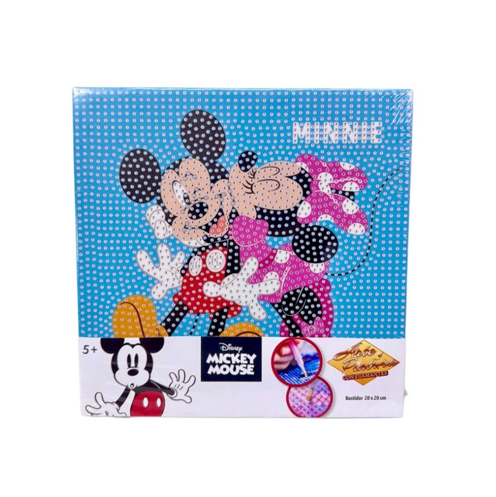 Kit Pintura con diamantes Bastidor 20x20 Mickey & Minnie Bodega Ilusión Disney Bastidor empacado en Celofán al Calor x 1 undefined