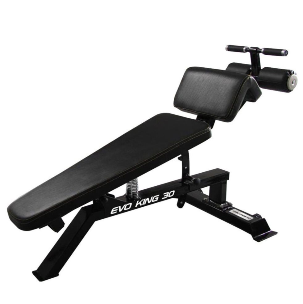 BANCA ABDOMINAL EVOLUTION KING 30 EVOLUTION FITNESS Individual x 1 Descubre el poder de tu entrenamiento con el Banco Abdominal EVO KING 30, diseñado para fortalecer tu core y mejorar tu resistencia, su diseño ergonómico te brinda comodidad y estabilidad permitiéndot