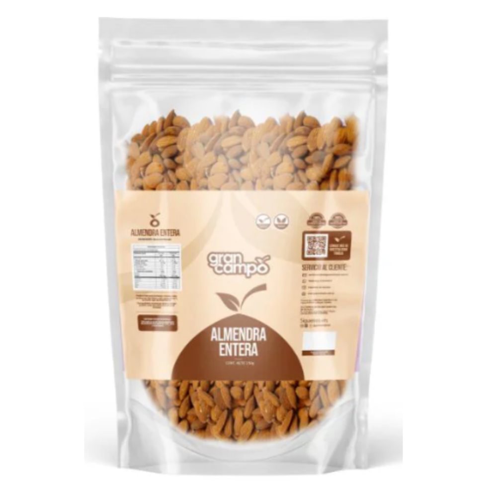 Almendra Entera Gran Campo Doypack 500gr Gran Campo Doypack x 500gr Producto 100% natural
Sin aditivos ni conservantes.
Rica en proteínas vegetales: Ideal para vegetarianos y veganos.