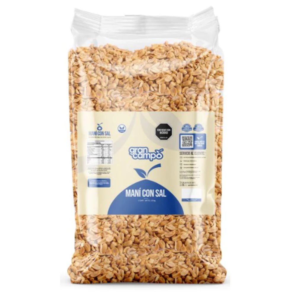 Maní con Sal Gran Campo Bolsa 1000gr Gran Campo Bolsa x 1000 gr  